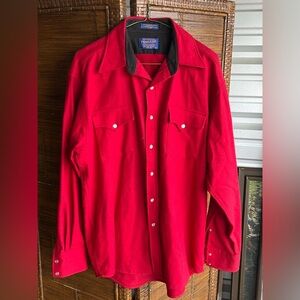 Vintage Pendleton Red Wool Pearl Button Down Shirt Top Men's Medium M